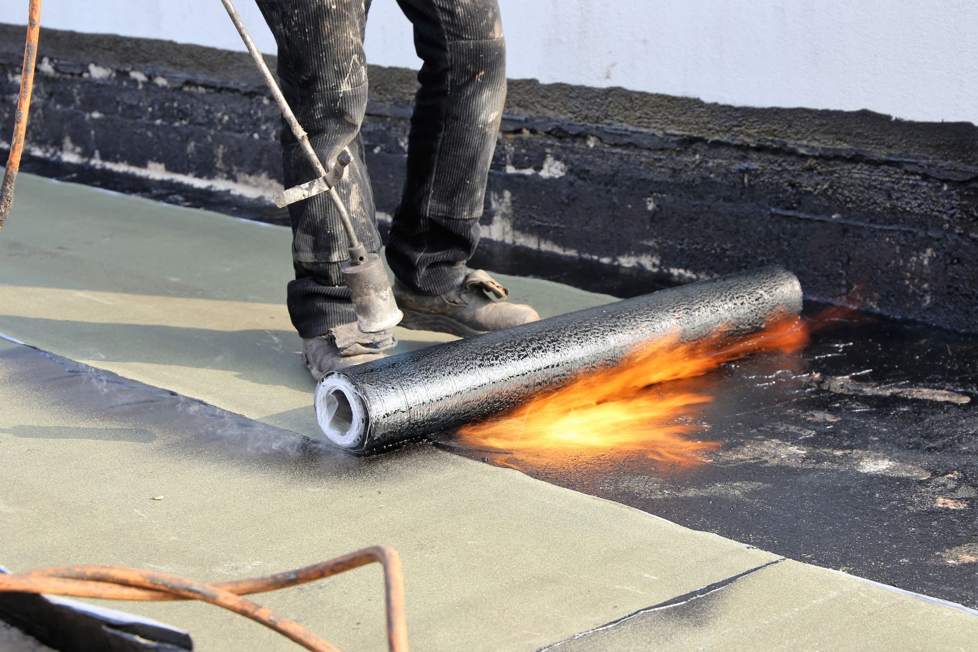 Stock photo of a torch-applied bitumen roofing roll